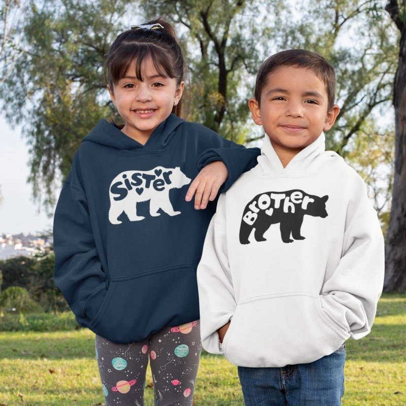 bear brother sister hoodies