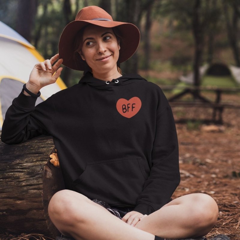 bff heart black hoodie