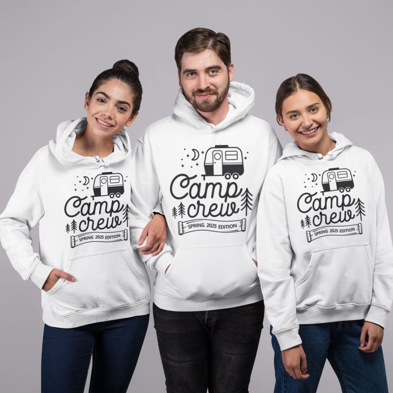 Friends camping white hoodies
