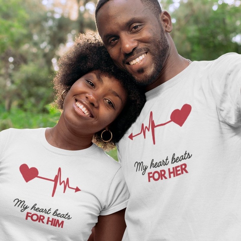 couple t-shirt heartbeat