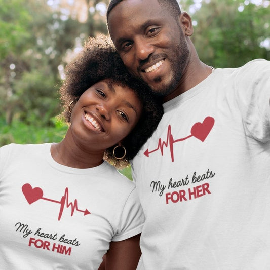 couple t-shirt heartbeat