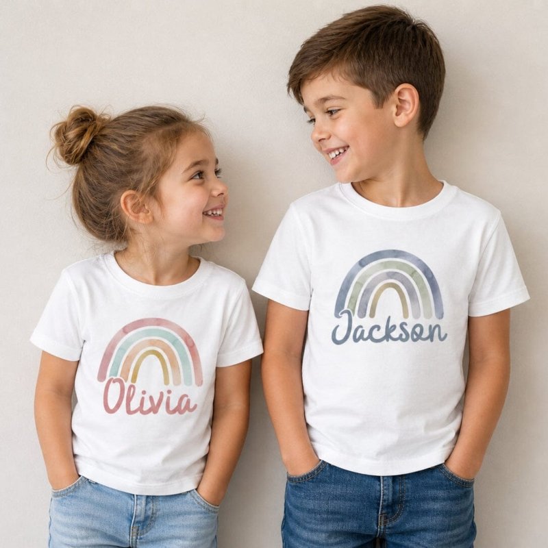 Custom Rainbow Matching Shirts for Kids