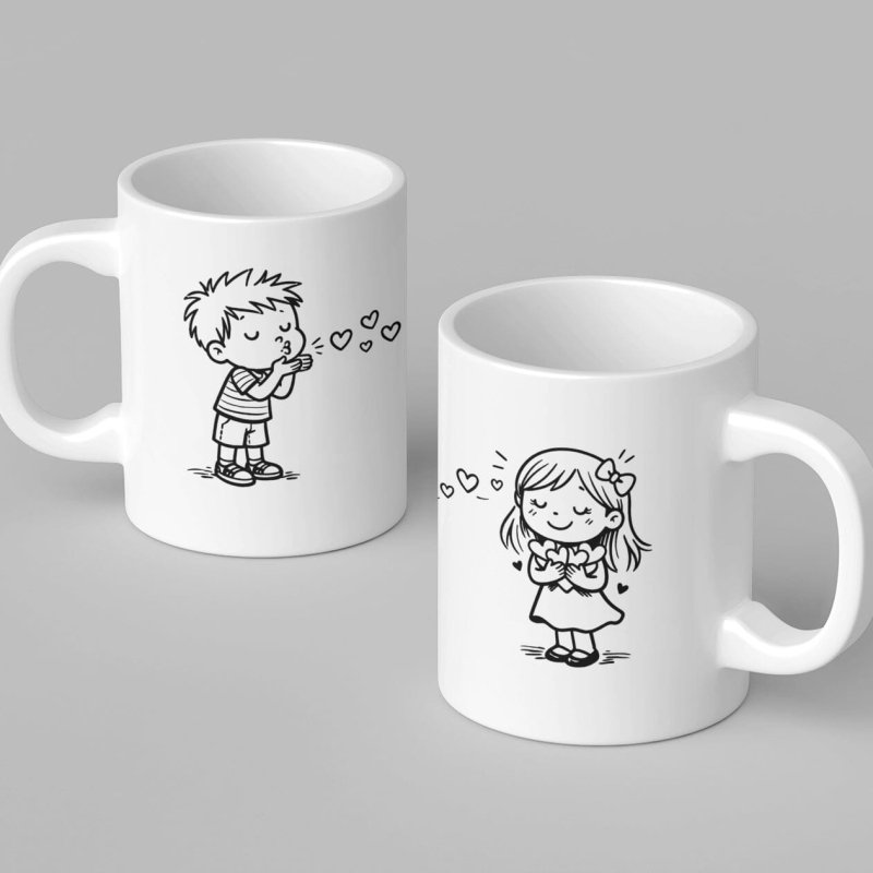 Couple Mugs Cute Illustration