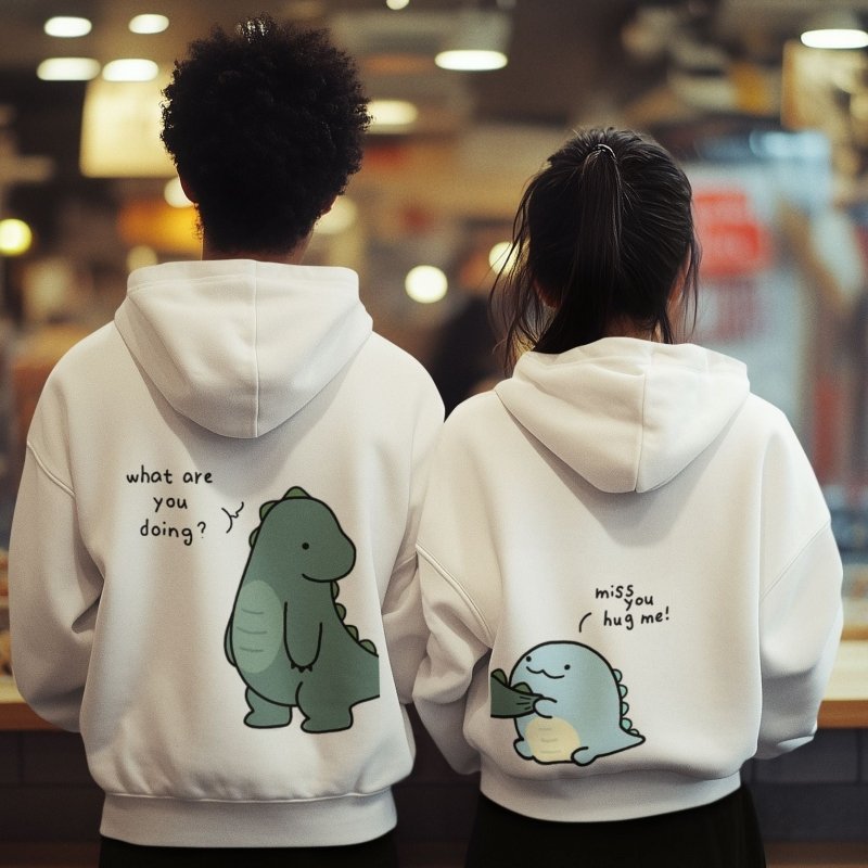 dino couple hoodies