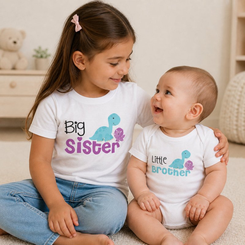 dinosaur brother and sister shirts