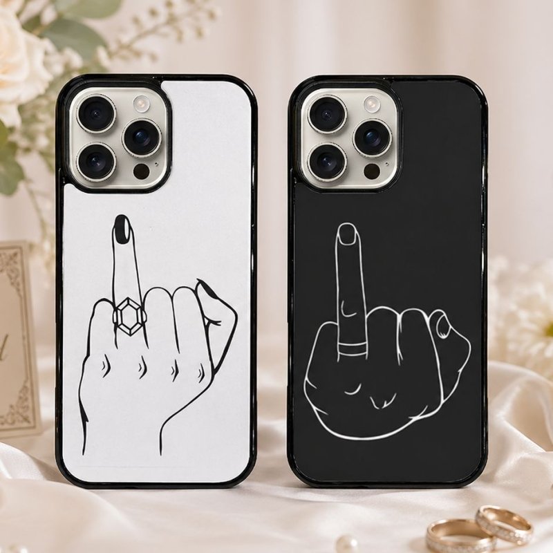 Two phone cases with hand gestures