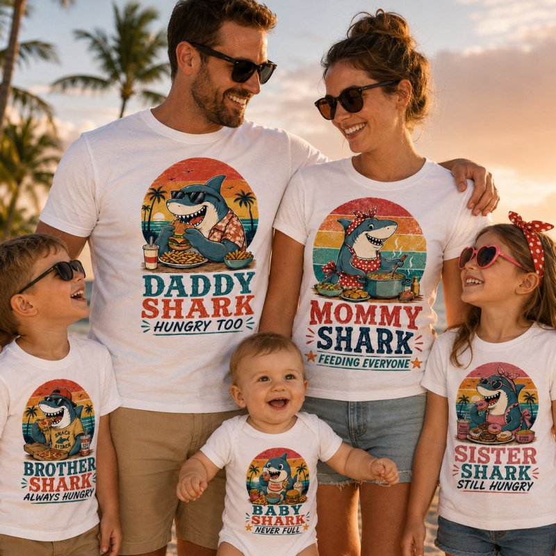 Funny shark family shirts