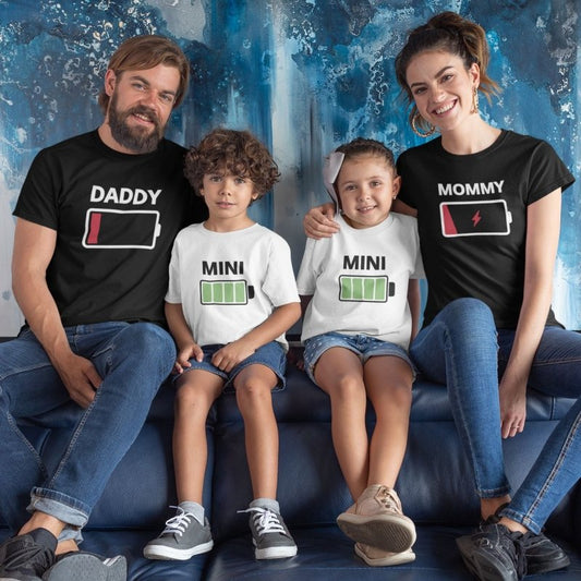 Funny Matching Battery Family Shirts