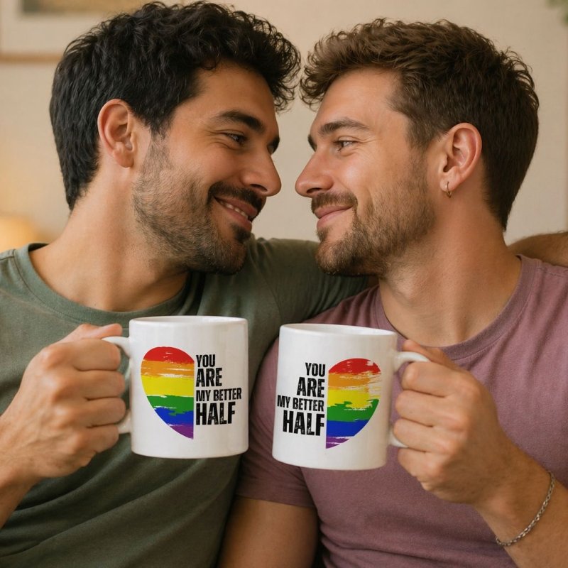 rainbow heart mug