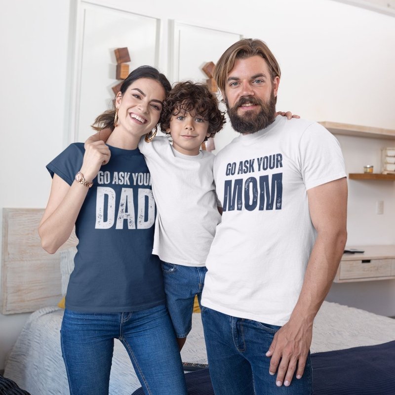 mom and dad printed t-shirts