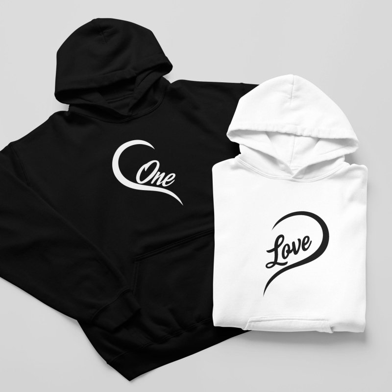 Matching couple hoodied pullovers