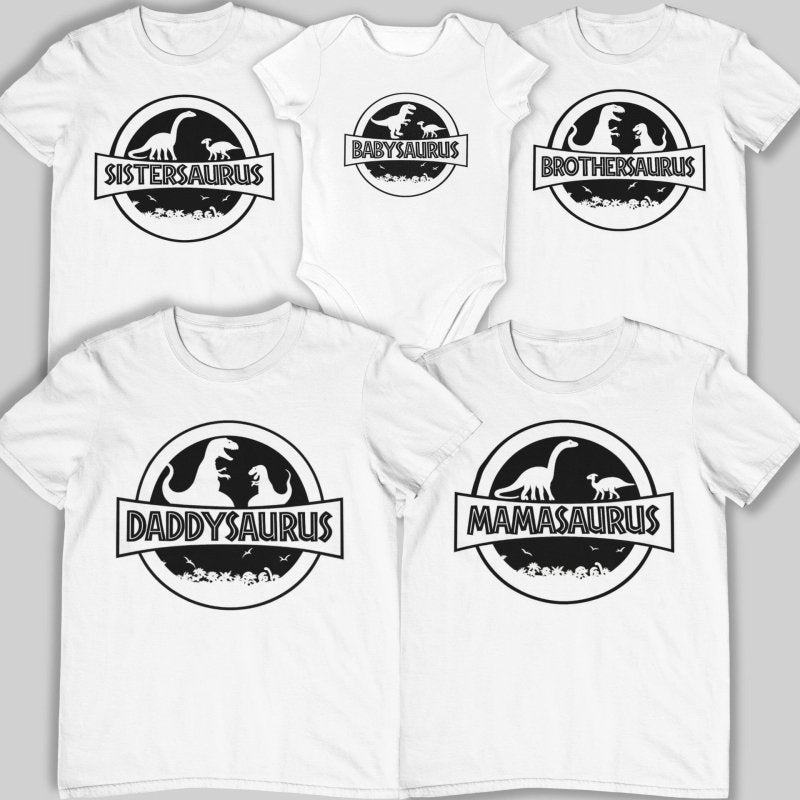 Dinosaur family birthday shirts