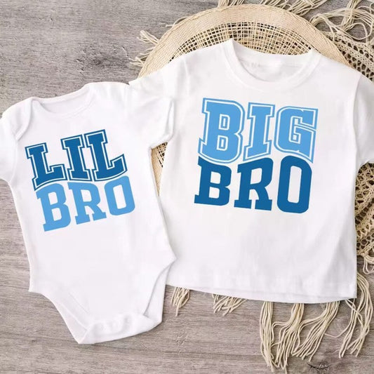 Lil bro & Big bro blue and white Shirts