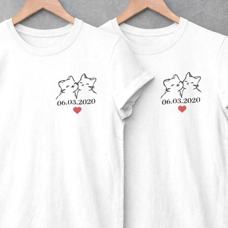 cat lover couple t-shirt