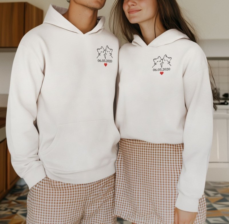 Matching Couple Hoodies Cat