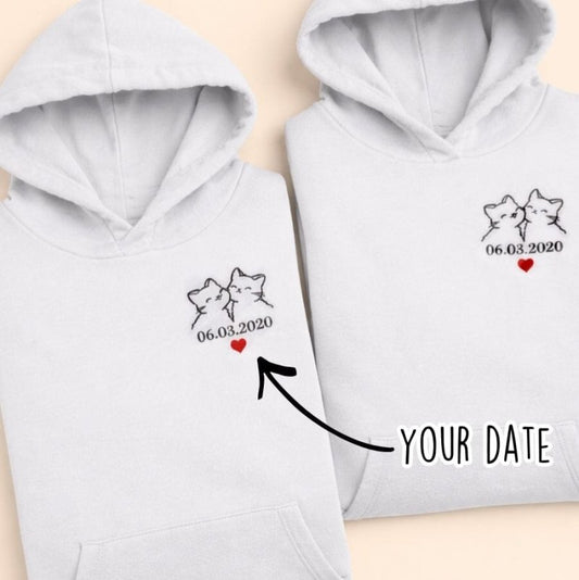 personalized cat couple hoodies