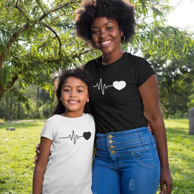 Mother daughter heartbeat t-shirt