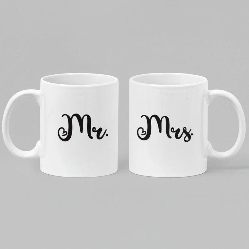 mr and miss white mugs