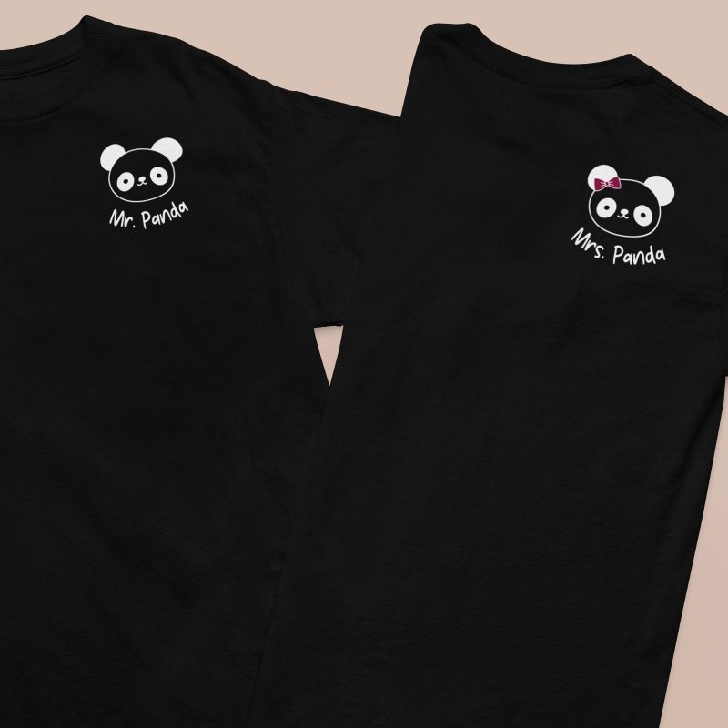 panda t-shirt couple minimalist