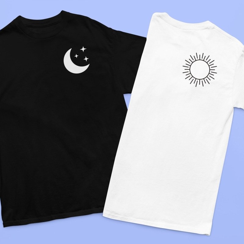 sun and moon print shirt